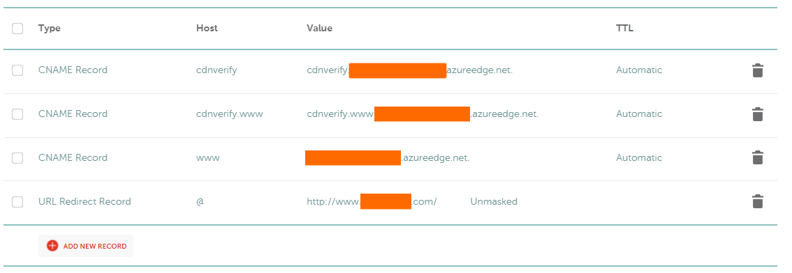 Example of DNS configuration in namecheap