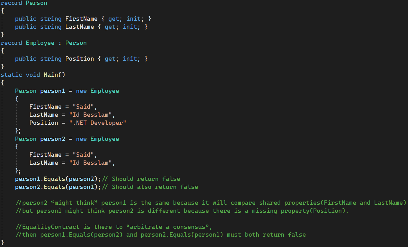 Value based comparison and inheritance